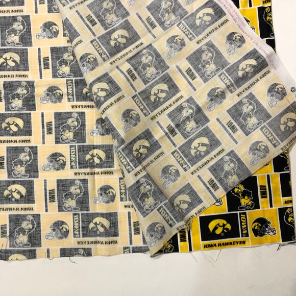 University of Iowa Hawkeye Fabric Cotton 1/2 yard x 42 inch Gold & Black - Picture 3 of 5